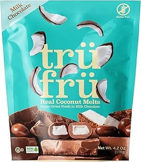 Tru Fru Real Coconut Melts Hyper-Dried Fresh in Milk Chocolate, Premium Gourmet Freeze Dried Fruit Snack, 4.2 oz