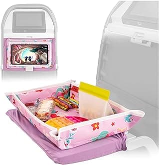 Lusso Gear Airplane Tray Table Cover - Organize Kids Travel Essentials - Pockets for Airplane Toys for Toddlers 1-3 - Foldable Tablet Stand for Travel Toddler Essentials (Mermaids) | with Pockets, on Plane or Train, Airplane Must Haves, Flying Essentials, Baby Must Have