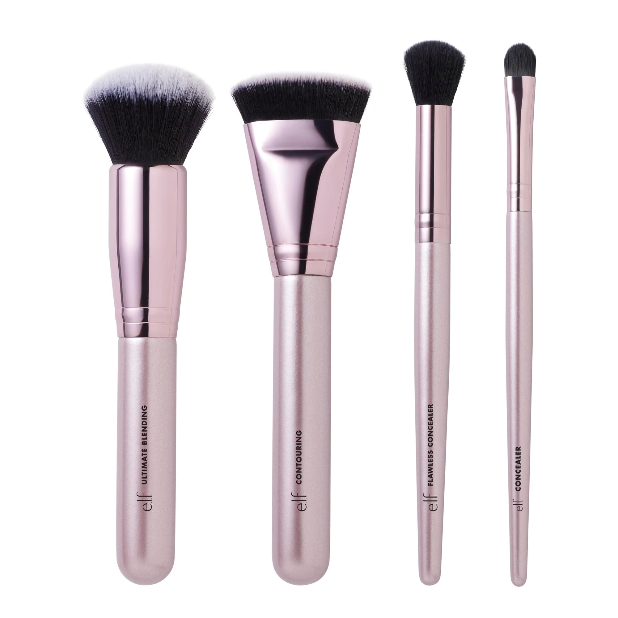 e.l.f. Complexion Perfection Brush Kit 4Piece Set, Synthetic