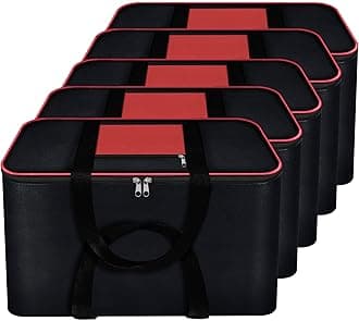 Storite 5 Pack Nylon Big Moisture Proof Underbed Storage Bag For Clothes Large,Blankets Quilt & Saree Storage Box (54 x 46 x 28 cm) - Black Rectangular