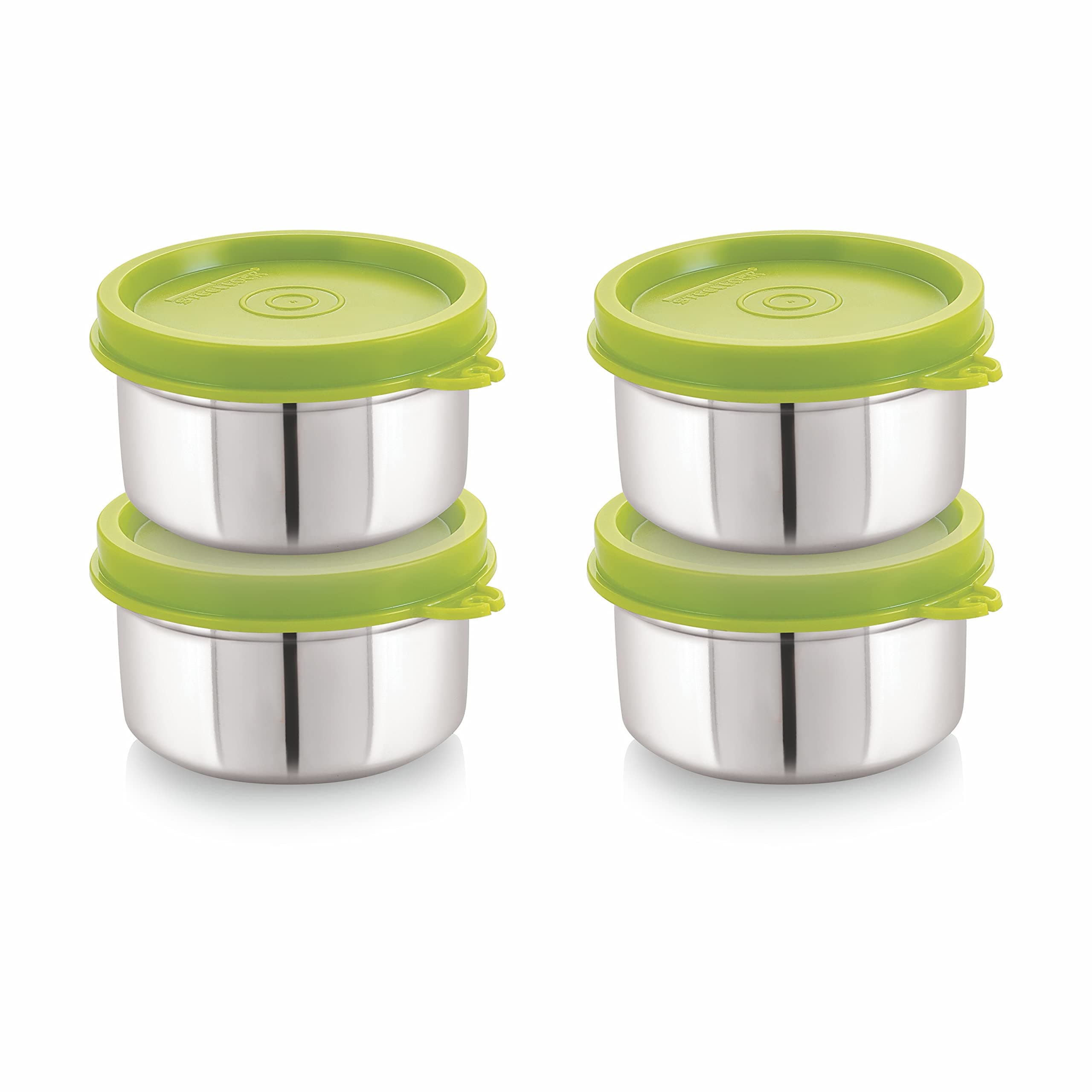 STEELLOCKFlex Stainless Steel Containers Size Deep 150ml x 4 (Green)