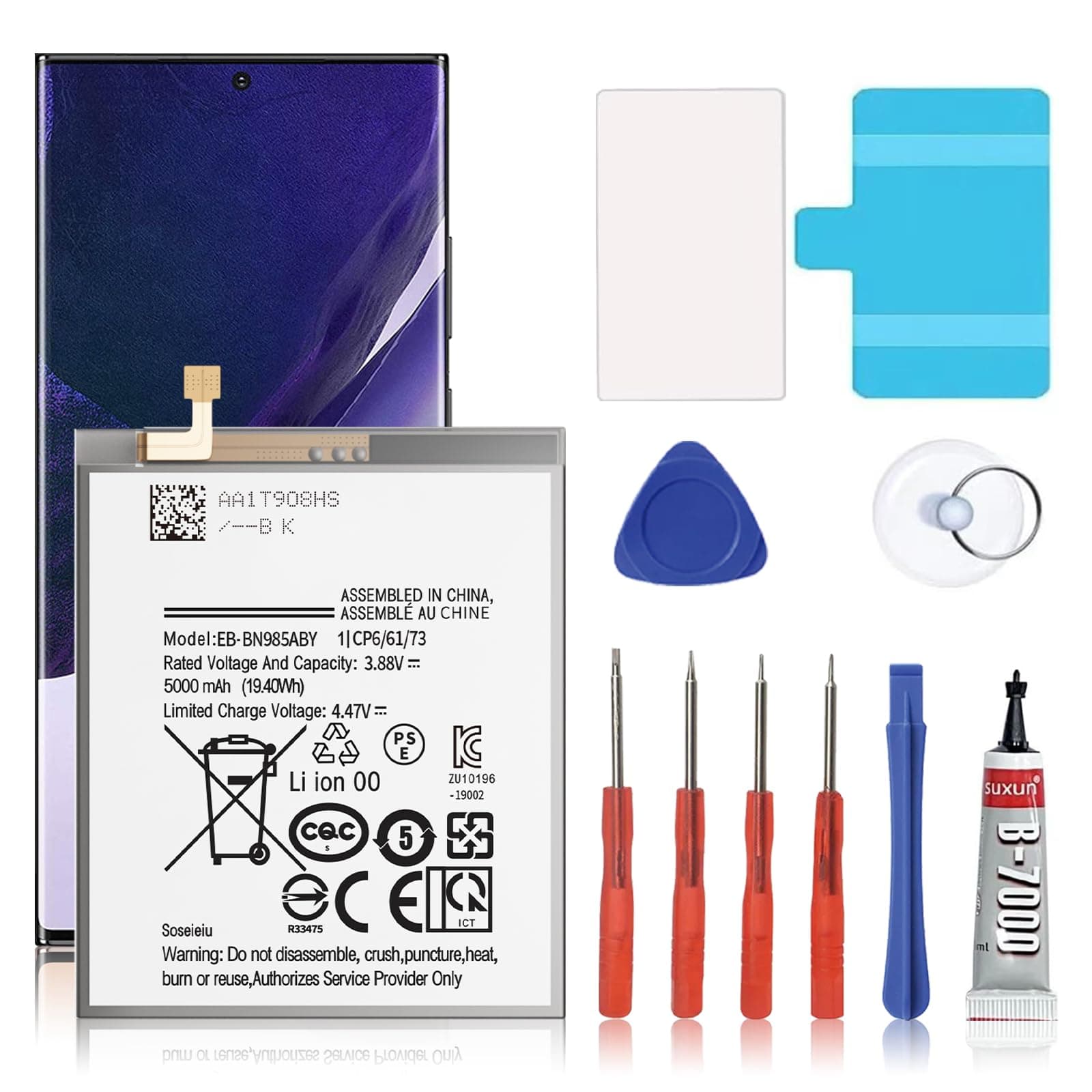 Note 20 Ultra Battery,2025 New Upgraded 5000mAh Replacement Battery for Samsung Galaxy Note 20 Ultra 5G SM-N985 N986 N986U with Repair Tool Kit