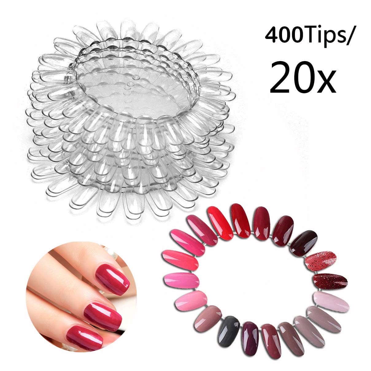 400 Tips Transparent Nail Art Tips Nail Polish Swatch Sticks for Display and Practise