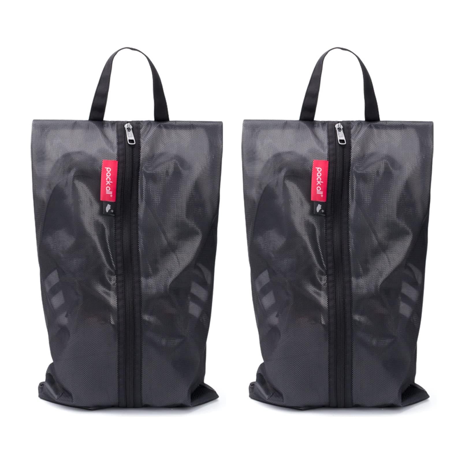 - pack all Plus-Sized Shoe Bag for Travel, Water-Resistant Shoe Pouch for Gym, Odor-Resistant Soccer Cleats Bag for Sport (Black, 2-Pack)