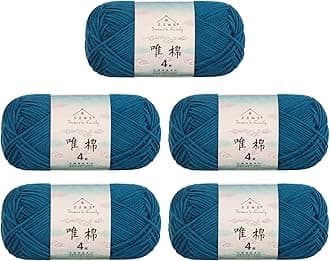Susan's Family 4 ply 60% Cotton 40% Acrylic Yarn - Soft & Durable - 5 x 50g (1.76oz) - 655 Yards for Knitting & Crocheting - Baby Blankets, Amigurumi, Sweaters & More