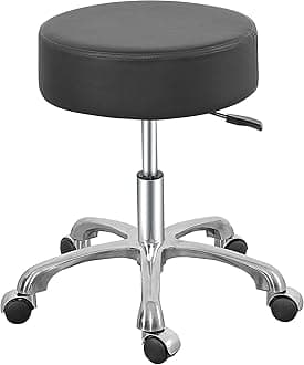Swivel Rolling Stool Round Chair,Thick Sturdy Padding,Adjustable Stool with Wheels for Doctor,Medical,Massage Salon,Office,Shop(Black) (no Back, Black)
