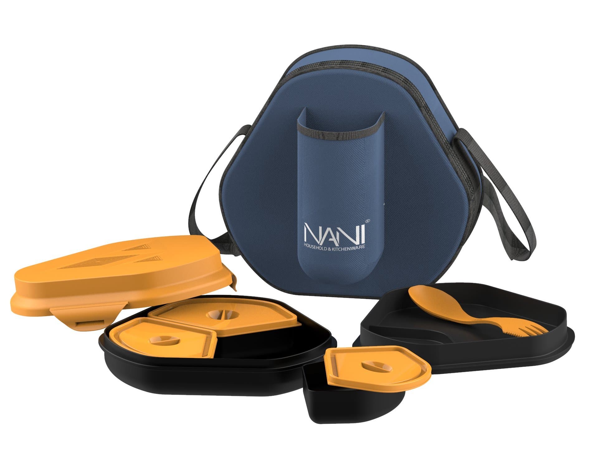 NANI's Hunger Box 1.0 Orange with Insulated Bag | Compact Lunch Box | Leak Proof | Unique Design