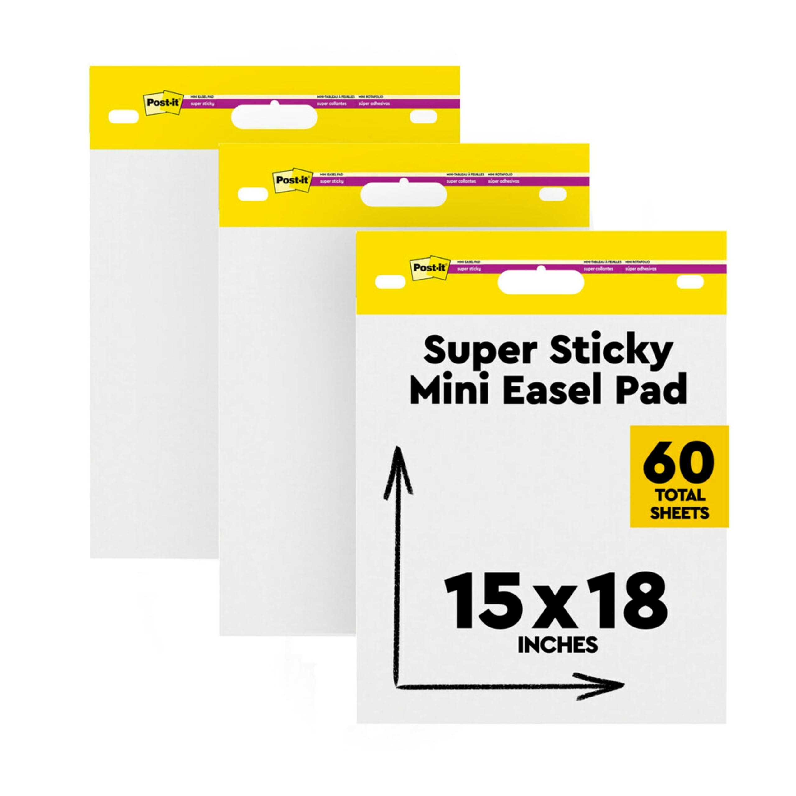 Post-it Self-Stick Mini Easel Pad, 15 in x 18 in, 20 Sheets/Pad, 3 Pads, Great for Virtual Teachers and Students (577-3PK)