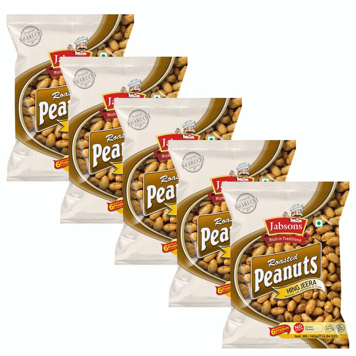 Jumbo Roasted Peanuts, Hing Jeera (5 PACK), 140g x 5