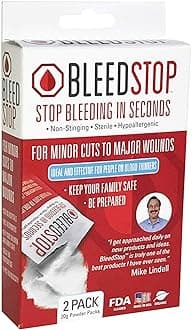Bleedstop Stop Bleeding in Seconds Emergency First Aid for Home Kids and Family (2) 20g Powder Packets (1)