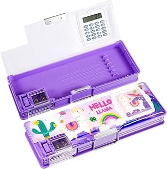 Multifunctional Pencil Box for Girls Alpaca Pencil Case with Calculator and Sharpener Cool Cute Pencilcase School Supplies Essentials Christmas Birthday Gift Present for Kids Teens