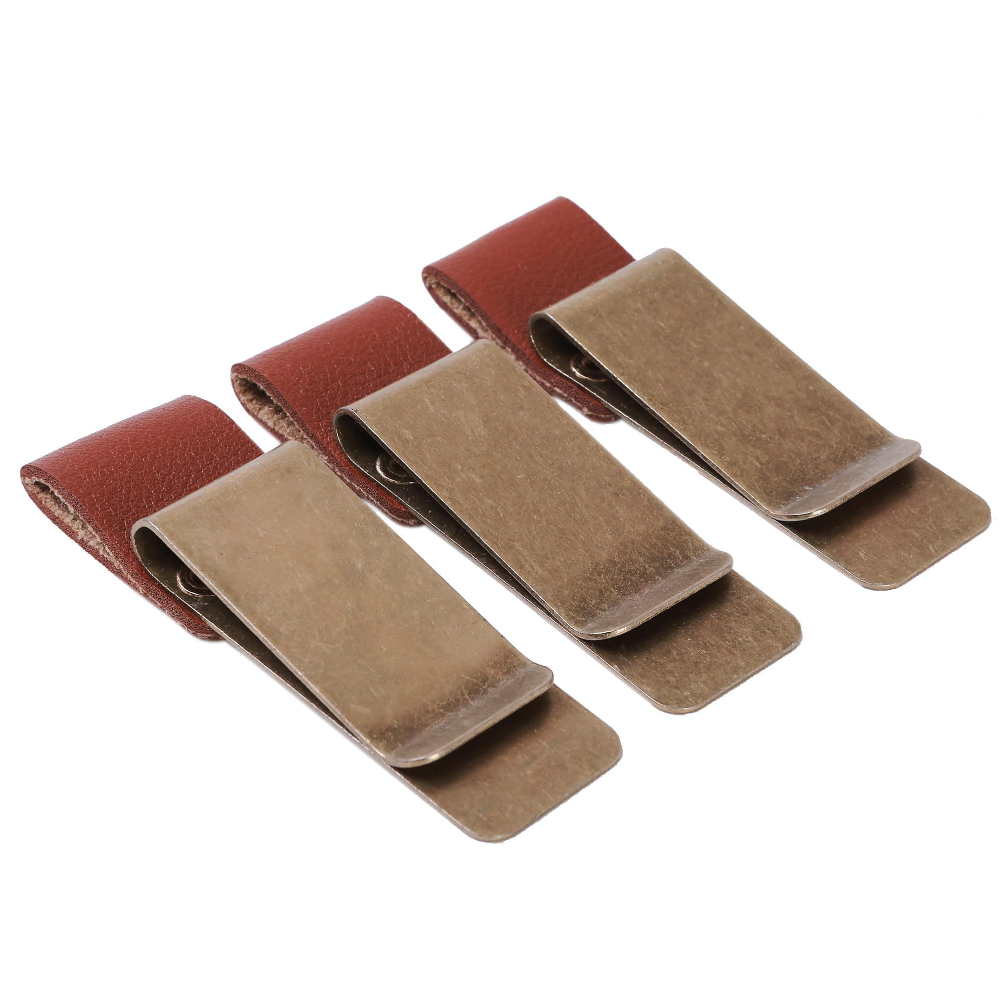 3-Pack Retro Style Traveler Notebook Leather Pen Holder Loop Stainless Steel Clip (Brown)