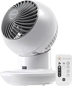 WOOZOO Air Circulator Fan with Remote, Oscillation, 3 Speeds, 52ft Max Air Distance, Adjustable Tilt, Quiet Motor, Small Fan for Bedroom, Office, Dorm, White