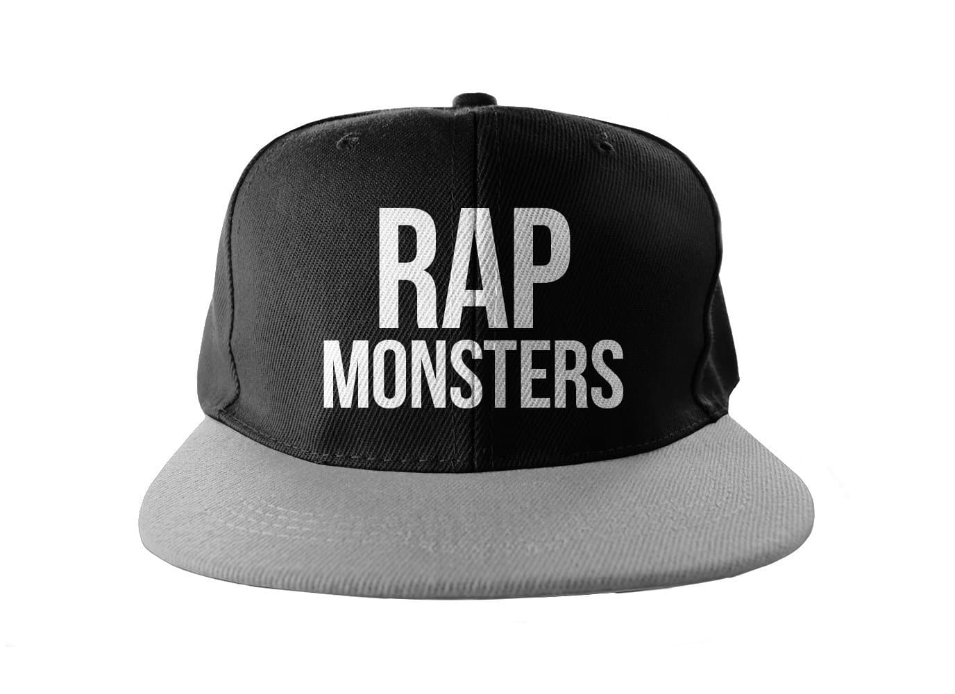 Rap Monsters Cool Swag Hip Hop Print Snapback Hat Cap Black Grey