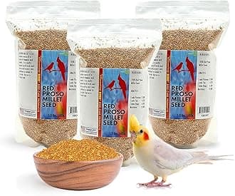 Morning Bird Red Proso Millet Bird Seeds 4.5 lbs (3-Pack, 1.5 lbs Each) – Healthy & Nutritious Pet Bird Food - Bird Seeds for Feather Growth – Perfect for Finches, Parakeets & Other All Pet Birds