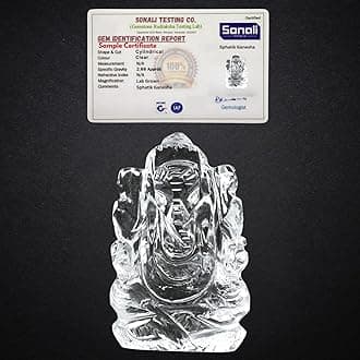Pure Sphatik Shivling with Nandi & Ganesha | Quartz Crystal Shivling for Pooja | Energized for Positive Energy & Prosperity (Transparent Ganesha, 30 to 50 Grams)