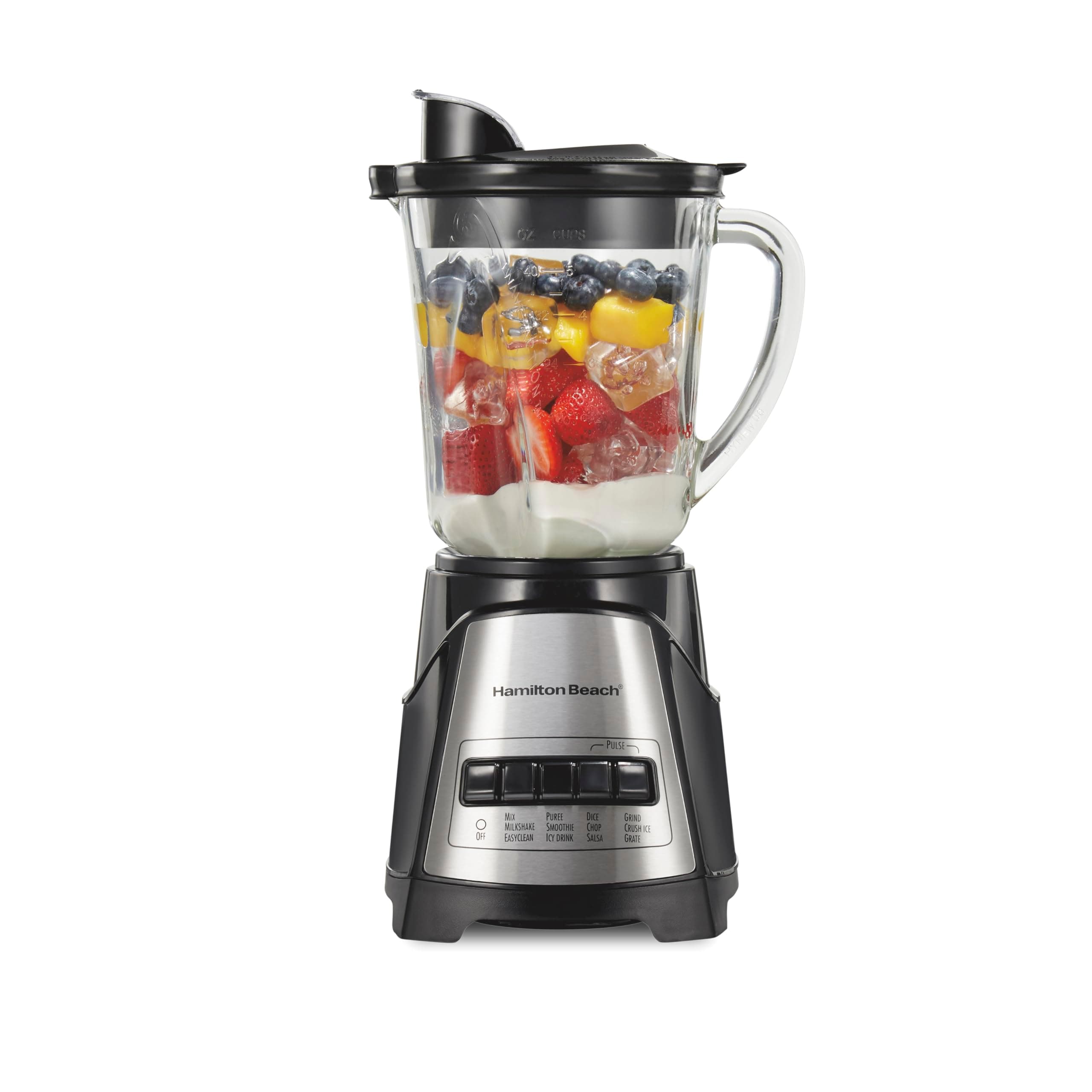 Power Elite Wave Action Blender For Smoothies, 40 Oz Glass Jar, 12 Functions Including Puree, Crush Ice, 700 Watts - Black (58148A)