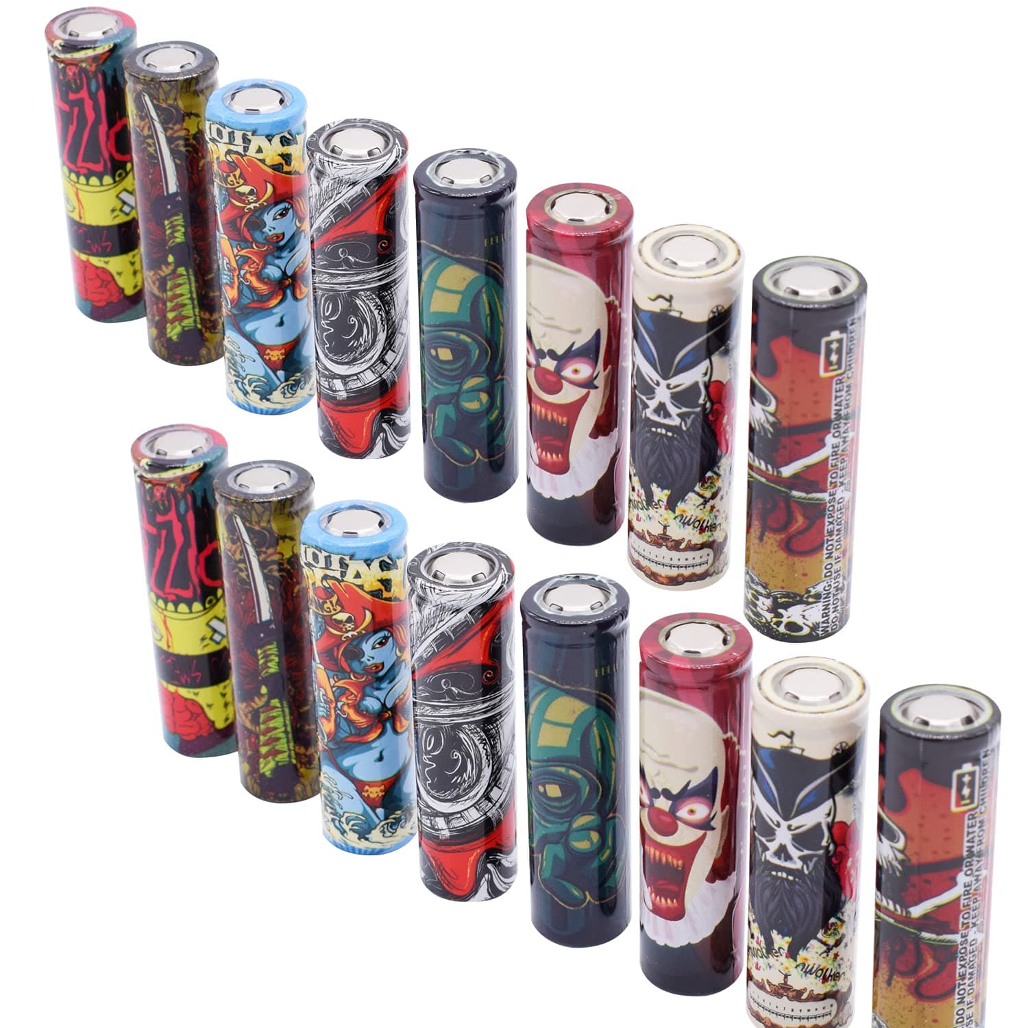 24 PCS 18650 Battery Wraps, Devil Series Protective Skin, Pre Cut Sleeves Heat Shrink PVC Tubing Tubes - Make Your 18650 Battery Cool and Wonderful, 8 Styles Replacement Cover Film