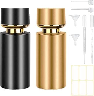 2pcs 50ml Glass Spray Bottle for Perfume,Refillable Travel Perfume Atomizer Bottles,Black&Gold Portable Cologne Atomizer Empty Bottle.(Black&Gold)