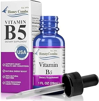 HoneyCombs Vitamin B5 Liquid Drops Pantothenic Acid 500% DV Liquid B5 Supplement Vegan Vitamin B Complex Liquid Fast Absorbing Vitamin Drops Daily Nutritional Support for Adults 1oz