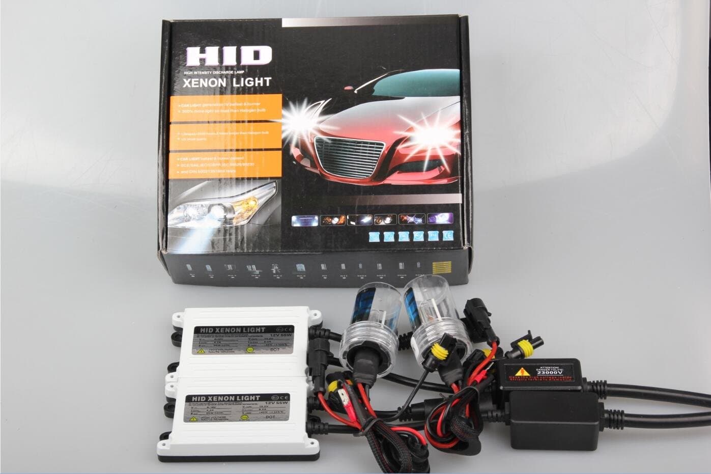 HID Xenon Conversion Kit AC 55W with Slim ballast 2 Bulbs & 2 Ballasts for Automotive - H8-H9-H11 - Purple