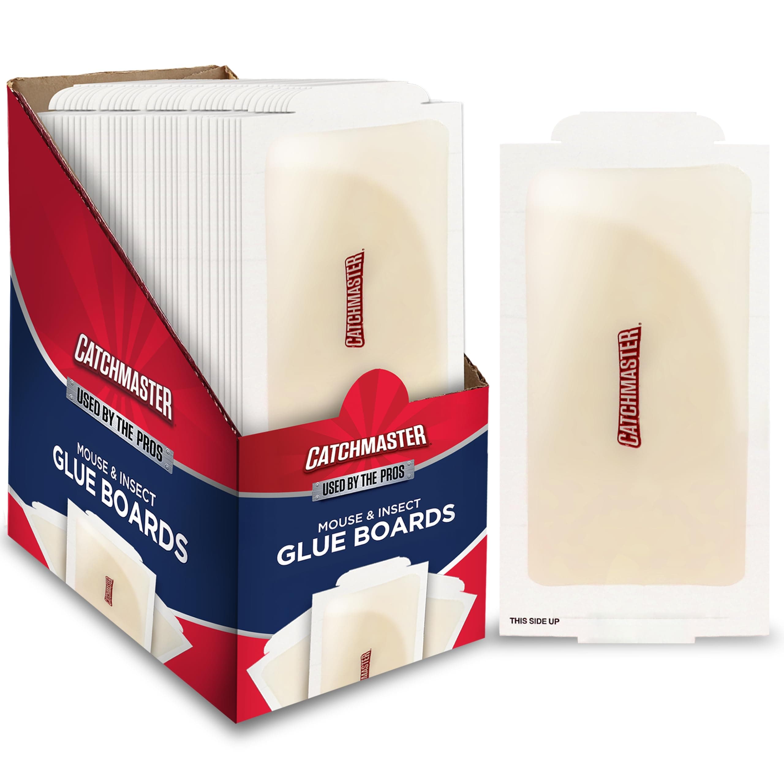 Catchmaster Compact Sticky Insect & Mouse Traps 75-Count, 3.5"x7" Glue Boards for Mice & Insects, Ultra Sticky Mouse Traps Indoor for Home Use in Garages, Basements & Attics, Capture in Tight Places