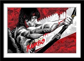 Tallenge - Rambo (First Blood Part II) - Sylvester Stallone - Hollywood Action Movie Poster? - Large Poster Framed (Paper,18x24? inches, Multicolour)