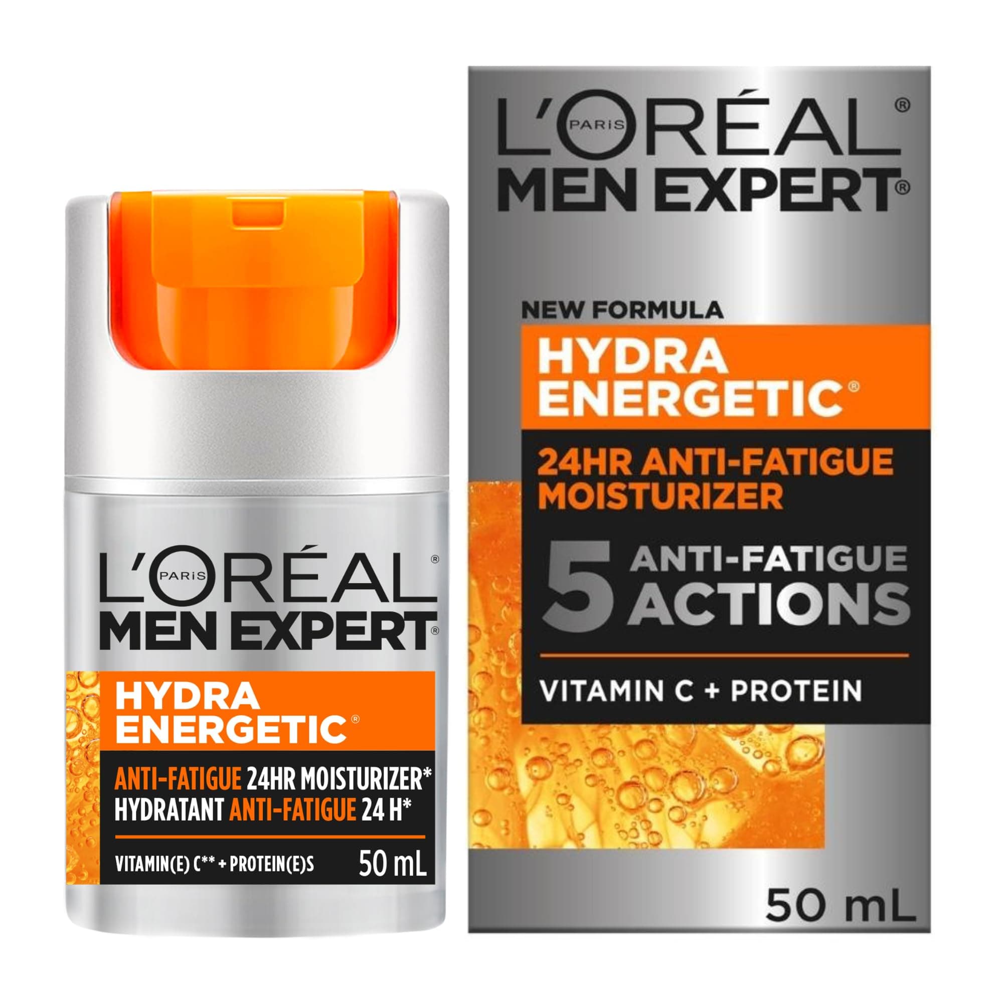 Men Expert Hydra Energetic Face Cream With Vitamin C + Protein, 24Hr Non-Greasy Face Moisturizer For Men, For Dry And Dull Skin, Reduces Look Of Fine Lines & Dark Circles, 50Ml