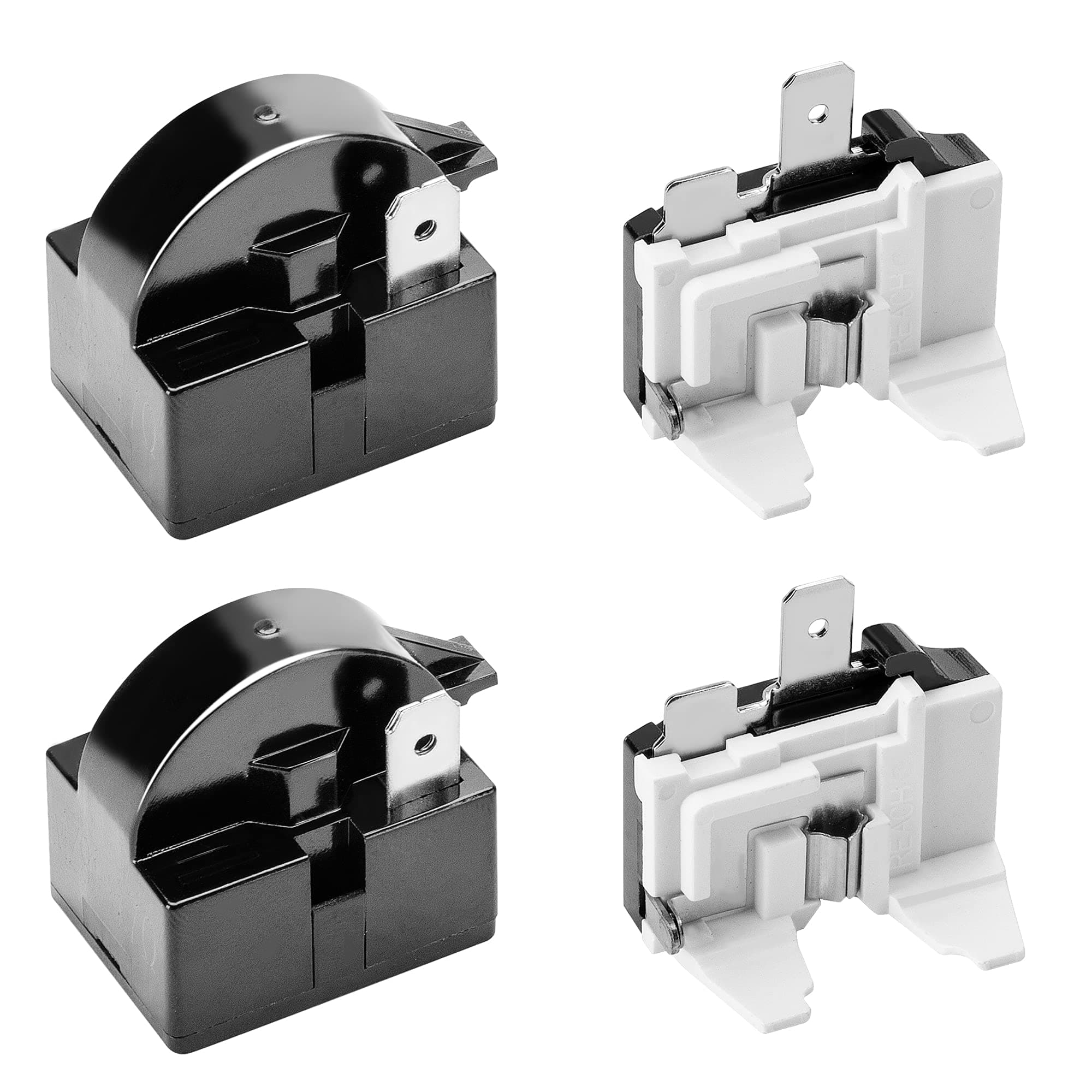 Wehhbtye 2 Kits 1 Pin Refrigerator Starter Relay & Overload Protector, Compatible with LG & Other Brands, 4.7 Ohm, 4.7 Amps, Normally Open, Plug-In, Automatic Operation, DIN Rail Mount