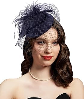 Fascinators Hats 20s 50s Hat Pillbox Hat Cocktail Tea Party Headwear with Veil for Girls and Women