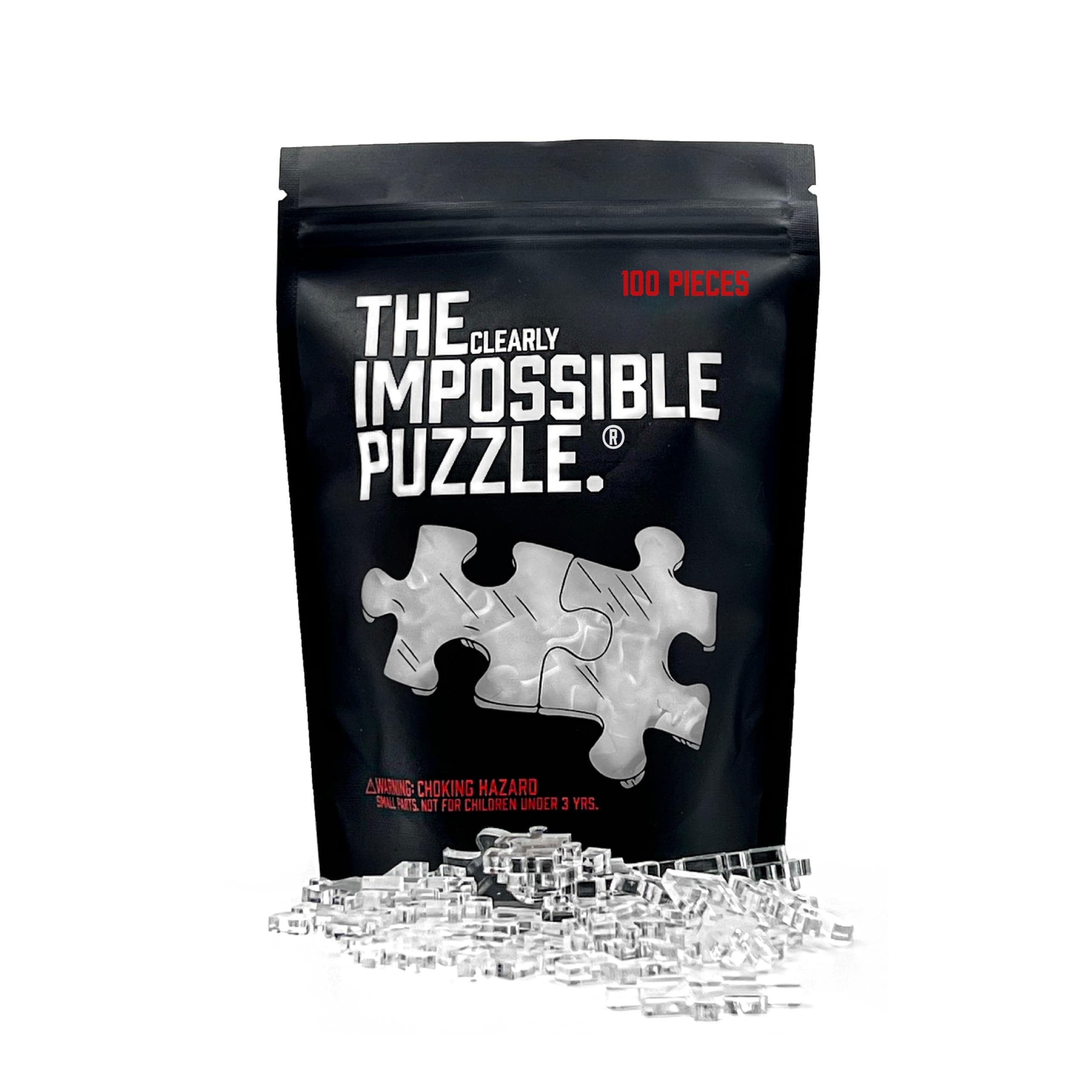 The Clearly Impossible Puzzle 100 Pieces - Clear Difficult Jigsaw Puzzle - False Edge Pieces - Clear Hard Puzzle - 100 Piece