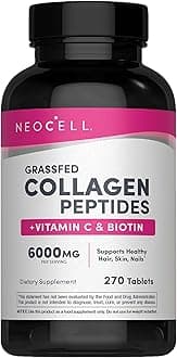 NeoCell Super Collagen Peptides + Vitamin C & Biotin, 3g Collagen Per Serving, Gluten Free, Promotes Healthy Hair, Beautiful Skin, and Nail Support, Dietary Supplement, 270 Tablets
