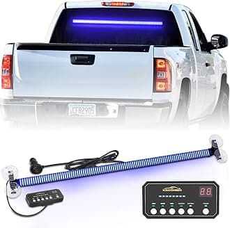 XRIDONSEN 35 inch Traffic Advisor Light Bar 144 LED Blue Emergency Lights Warning Flashing Safety Interior Windshield strobe Lights w/Controller for Police Firefighter Ambulance Vehicles Trucks Car