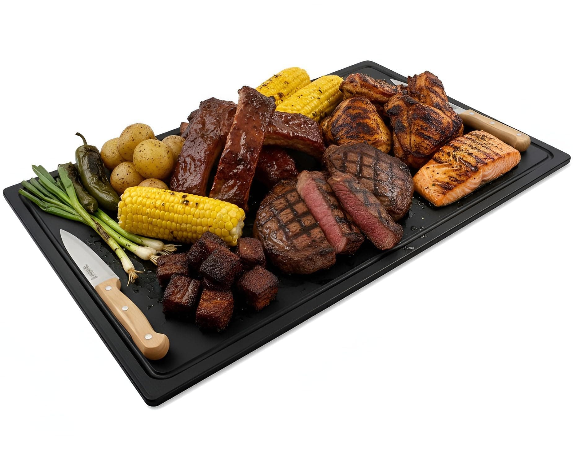 Extra Large 30 x 18 Inch Grooved Cutting Board - Carving Meat, BBQ, Fish, Meat and Game – 1/2 Inch Thick Black HDPE Plastic, 10 pounds