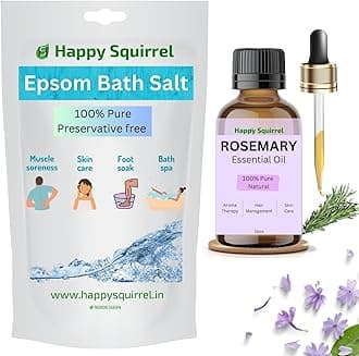 Rosemary Bath Salt | 100% Pure - Lab tested | For Bath, Foot, Pain Relief & Pedicure (Epsom Salt 275gms + Rosemary Oil 15ml)