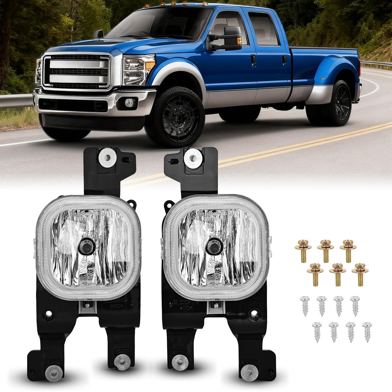 Nilight Fog Lights Assembly Compatible with 2008 2009 2010 FORD F-250 F-350 F-450 F-550 F250 F350 F450 F550 SUPER DUTY Clear Lens Fog Lamps Replacement with H10 12V 42W Bulbs