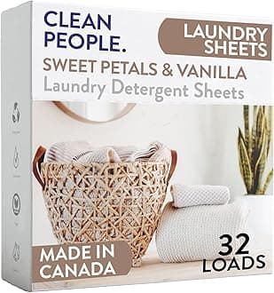 Laundry Detergent Sheets - Laundry Soap - Ultra Concentrated, Recyclable Packaging, Stain Fighting - Sweet Petals & Vanilla, 32 Pack