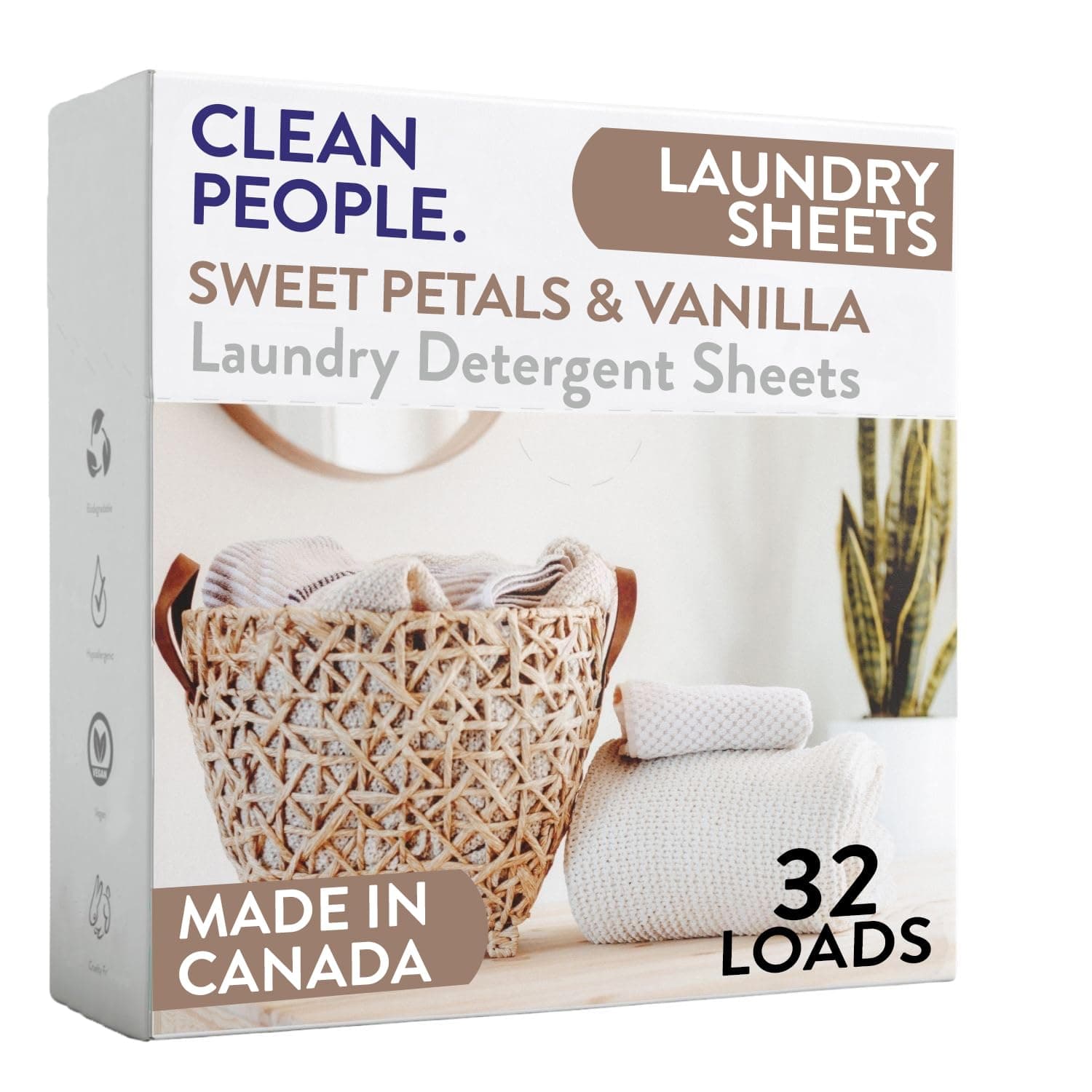 Laundry Detergent Sheets - Laundry Soap - Ultra Concentrated, Recyclable Packaging, Stain Fighting - Sweet Petals & Vanilla, 32 Pack