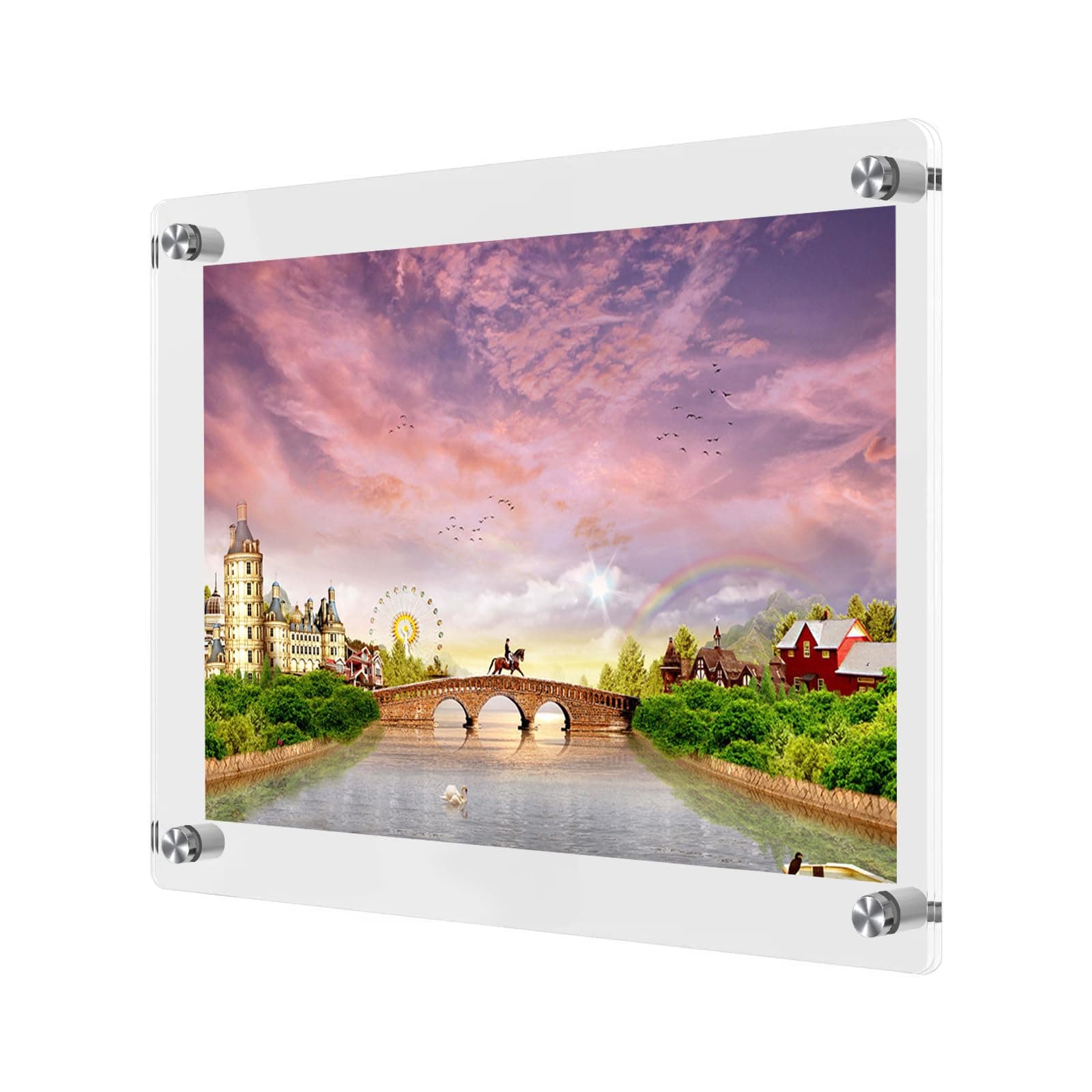 trohestarAcrylic Dry Erase Board for Wall 2 Pack or Acrylic Wall Mount Frameless Picture Frame for Photos and Posters Double Panel Design Picture Frame Up to 22x28 (Product Size: 24×30″)