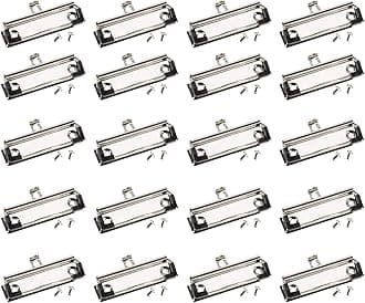 Juvale Mountable Clipboard Clips - Pack of 20 Screw-On Installation & Clipboard Hardware with Screws - Rubber-Edged Grip for Office Supplies - 3.9 in, Silver