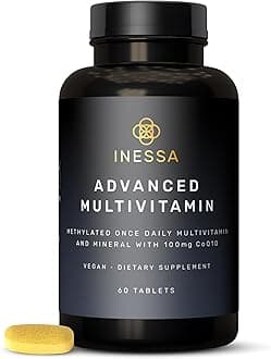 Multivitamin with CoQ10 100mg, Vitamin D3 2000 IU, K2 100mcg, B Complex, Vitamins A 800mcg, Folic Acid as 5-MTHF 400mcg, Zinc 20mg and Lutein