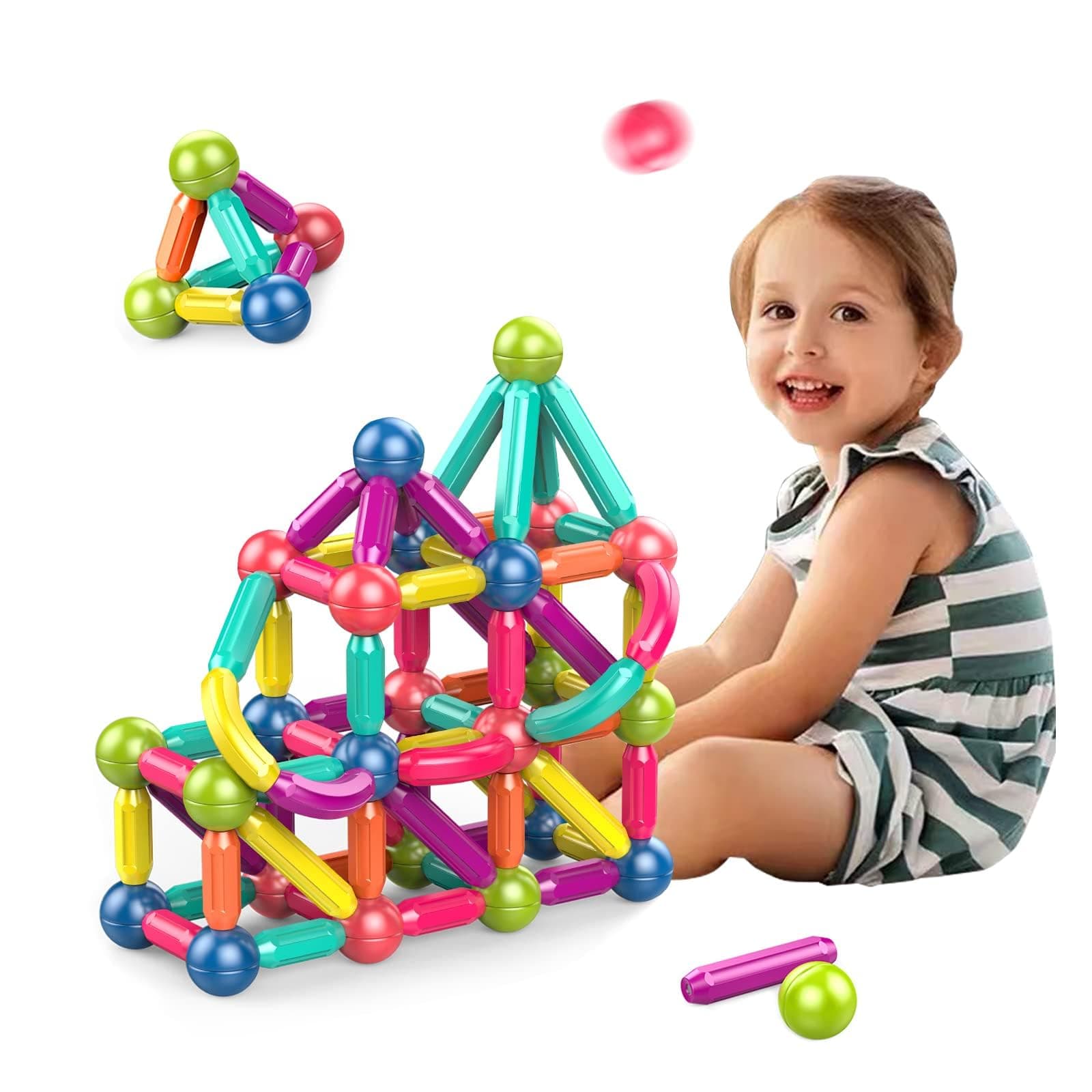 SGTT PRO STEM Stacking Toys Magnet Educational for Kids Boys Girls, Balls and Rods Set, Building Sticks Blocks, Magnetic Stick 42 PCS
