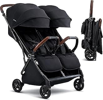 Jet Double - Full Size Side by Side Double Infant & Toddler Stroller - Lightweight, Compact & Easy to Fold, with All-Terrain Wheels – Disney Park Approved, Space Black
