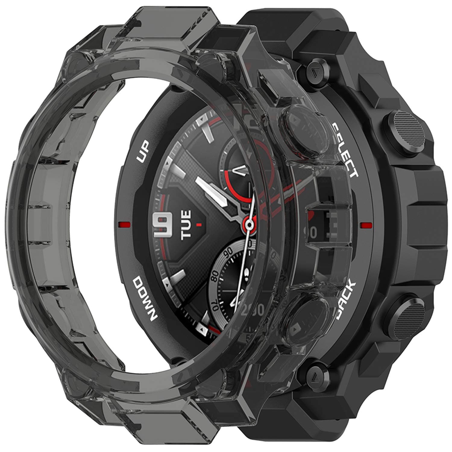 Fit for Amazfit T-Rex Pro Case Cover, Scratch-Resistant Soft Durable TPU Clear Protective Cover Bumper Frame Protector Case Accessories for Amazfit T-Rex Pro/T-Rex (A1918) Smartwatch (Black)