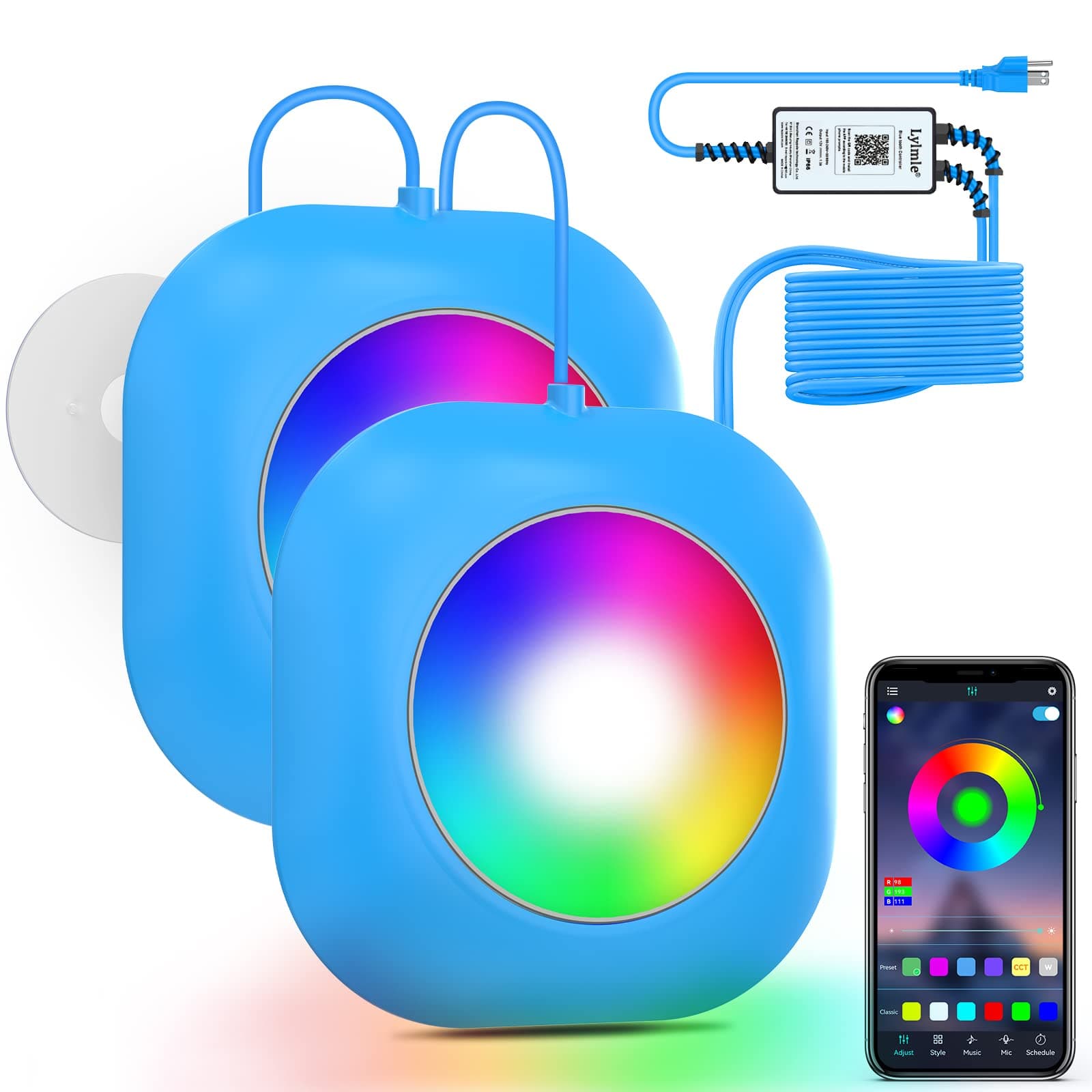 LyLmLe LED Pool Lights for Aboveground Pool, 50W 2 in 1 Double Lights for Giant Pool, Magnetic Underwater Lighting with Timer, 2000lm Dimmable,2x25W IP68 Waterproof Underwater Light for IngroundPool