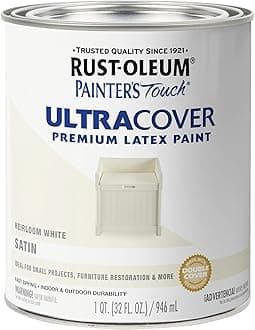 Rust-Oleum 240285 Painter's Touch Latex Paint, Quart, Satin Heirloom White 32 Fl Oz (Pack of 1)