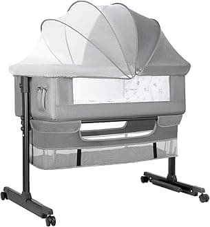 Baby Bassinet, Baby Basinet Bedside Sleeper, Easy to Fold Portable Crib Side Bassinet 2025new Style Girl/boy bassinets(Light Grey)