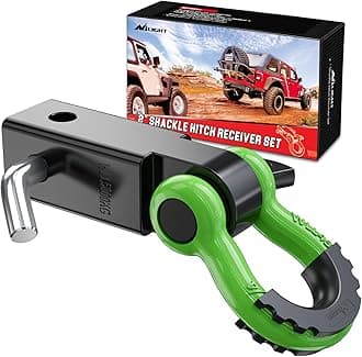 Shackle Hitch Receiver 2Inch 45000 LBs Breaking Strength 3/4" D Ring Shackle w/Trailer Hitch Pin Heavy Duty Solid Recovery Towing Kit for Trucks Jeeps Off Road,2 Years Warranty