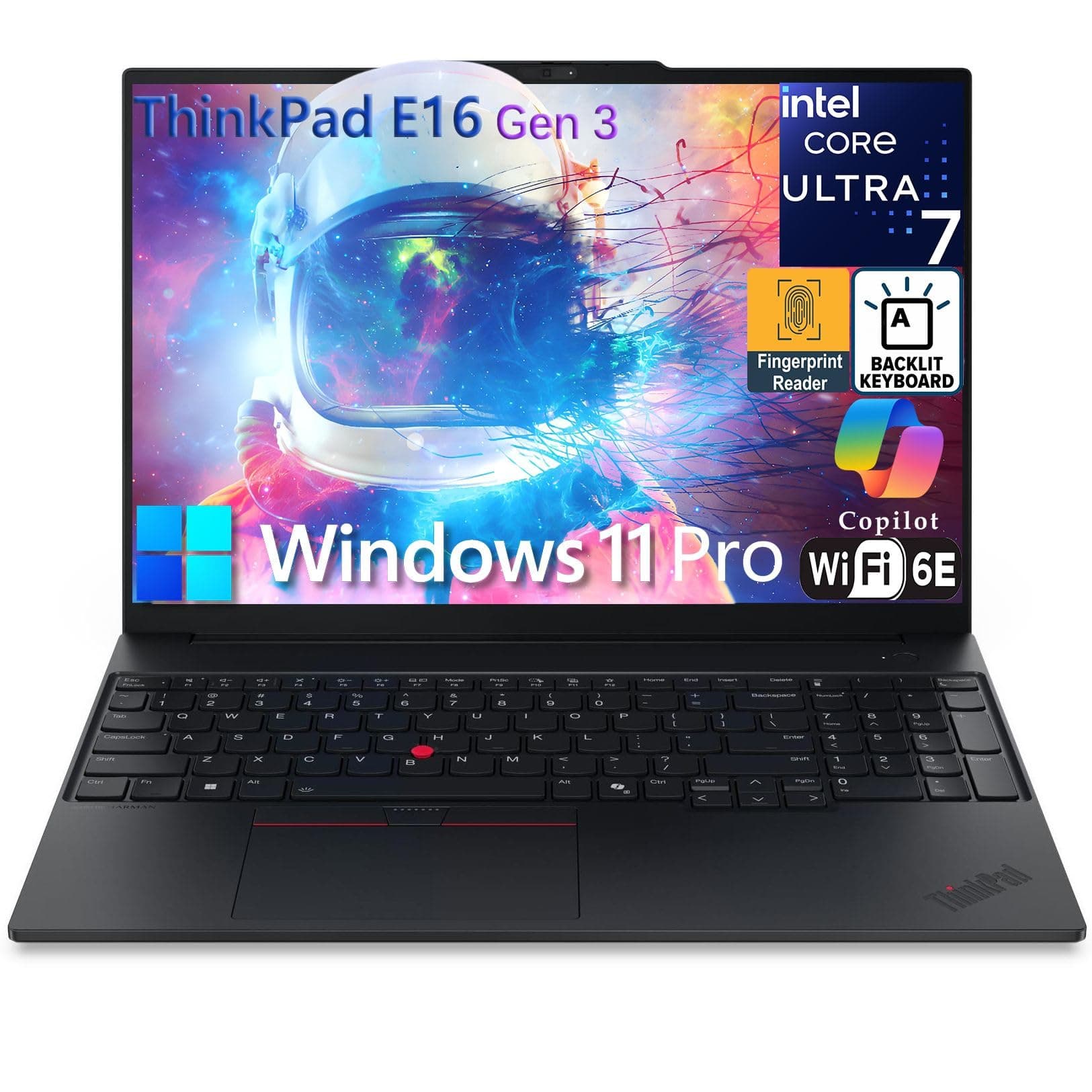 Lenovo ThinkPad E16 Gen 3 Laptop Computer for Business, Lifetime Office 365, Intel Ultra 7 255H, Arc 140T, 16GB DDR5 RAM, 512GB PCIe SSD, WiFi 6E, 16" FHD+, Webcam, Windows 11 Pro, Type C RJ45 Cable