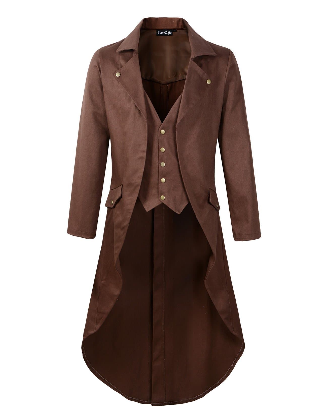 Mens Gothic Tailcoat Jacket Black Steampunk VTG Victorian Coat